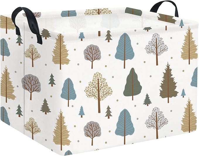 TIBAOLOVER Rectangular Kids Storage Bin Gift & Baby Organizer Shelf Book Basket Room Decor (Grey Tree)
