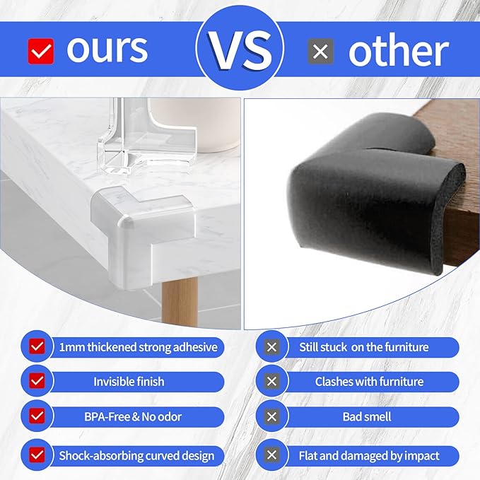 18 Pack Corner Protectors Baby Proof Corners and Edges Protector, Extra Large Clear Table Corner Protectors for Baby Safety Guards Bumpers Cover Sharp Furniture