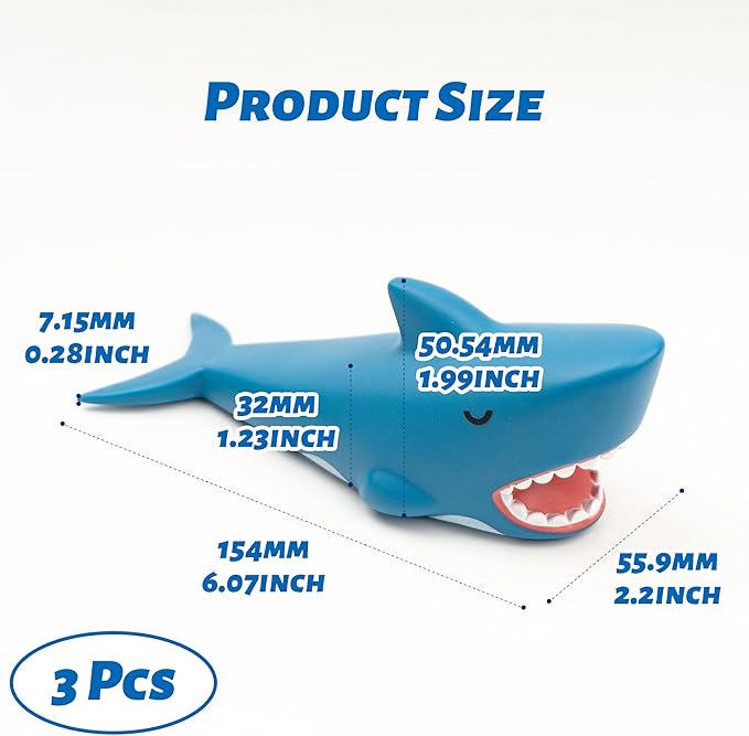 3Pcs Cute Door Stopper, Cartoon Shark Animal Door Stop, Decorative Door Wedge for Home and Office Floor(Patented)