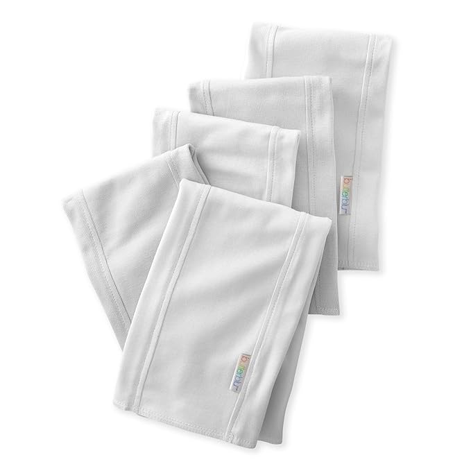 Butterblu Bailey 5-Pack Burp Cloths 100% Organic Cotton Knit for Newborn & Baby Boys & Girls, White, One Size