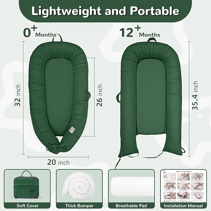 EAQ Baby Lounger, Infant Lounger for Newborn,Portable Baby Nest Cover Breathable & Soft, Newborn Essentials