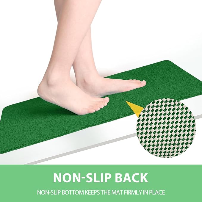 Hargiis Non-Slip Bathtub Mat, 2 Pack Anti Slip Shower Mat, Fast Drying Bathtub Mats, Foot Scrubber Mat, Anti Slip Mat for Tub, Floor, Bathroom, Kitchen, Home, Hotel (Dark Green 24"×16"+24"×16")