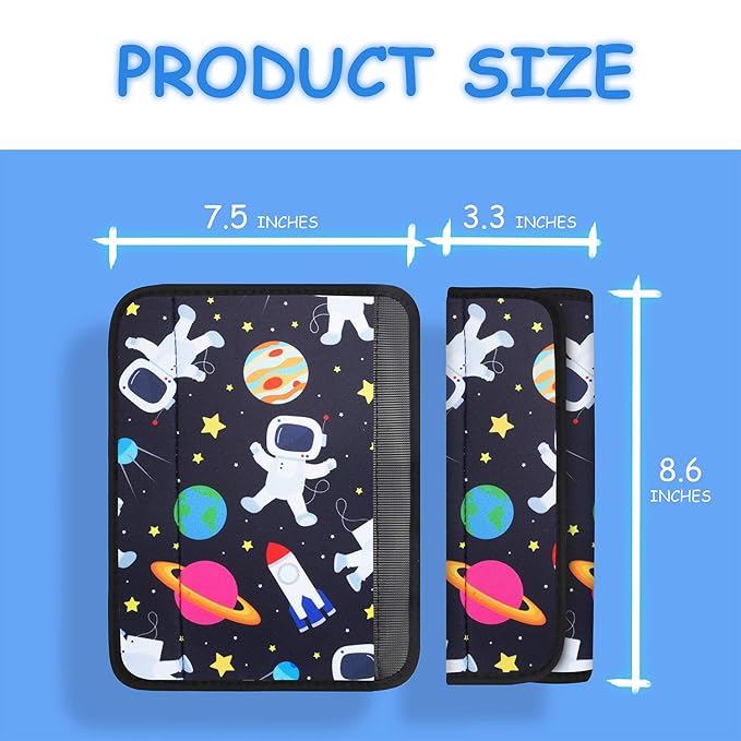 YR Seat Belt Cover for Kids, Soft Comfort Seat Belt Cushion for Children, Cute Cartoon Pattern Car Seat Belt Pads Cover for Girls and Boys, 1 Pack, Spaceman