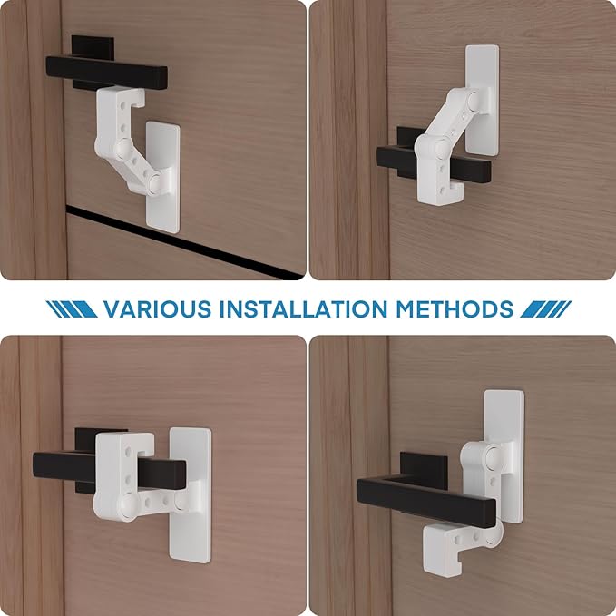 FYY Child Proof Door Lever Lock - 3Pack Baby Proofing Door Locks for Kids Safety, 3M Adhesive Door Handle Lock Prevent Toddlers from Opening Doors, Adjustable Cabinet Locks Baby Safety Products
