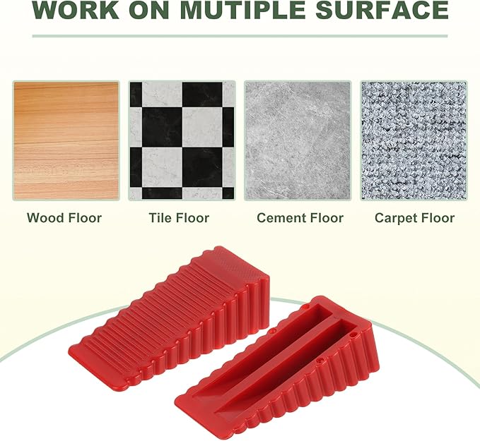 uxcell 4 Pcs Door Stoppers for Bottom of Door, 28mm/1.10 Inch Door Stops, Rubber Door Stopper Wedge Anti Slip, Window Stopper Door Stackable, Red