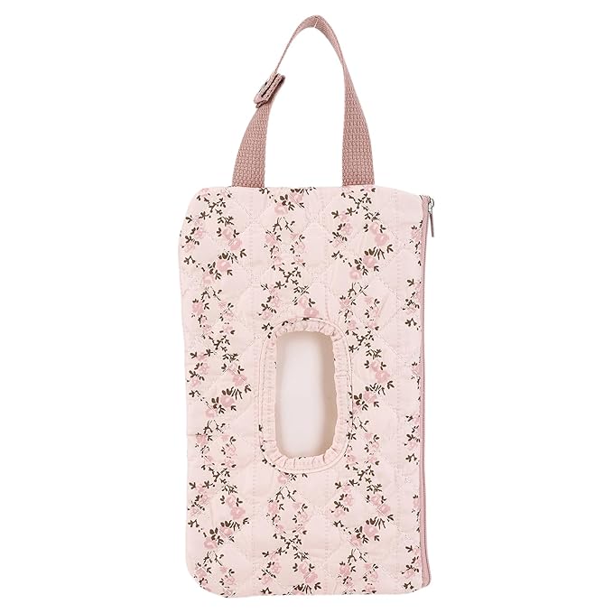 HIBEAR Quilted Diaper Wipe Pouch Portable Mommy Bag Refillable Floral Baby Wipe Holder for Travel Stroller Daily Casual (red-)