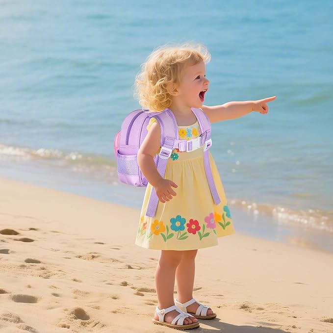 Accmor Toddler Backpack with Leash, 4 in 1 Kid Mini Backpacks with Anti Lost Wrist Link, Cute Child Harness Bag Rein for Outdoor, Peach Back Pack with Strap Tether for Baby Girl Aged 1-3 Years(Purple)