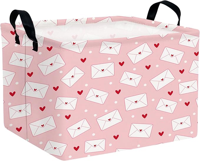 ASKETAM Valentine's Day Basket Gift for Empty Cute Heart Large Storage Bin for Kid and Baby Room Décor (Pink Envelope Love)