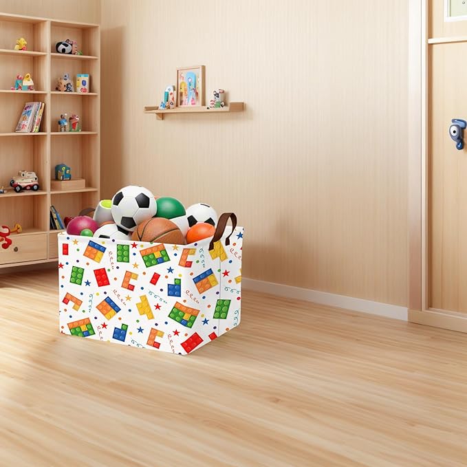 ASKETAM Kid Cute Nursery Storage Basket Baby Toy Clothes Storage Bin Playroom Bedroom Decor Basket(Building Blocks)