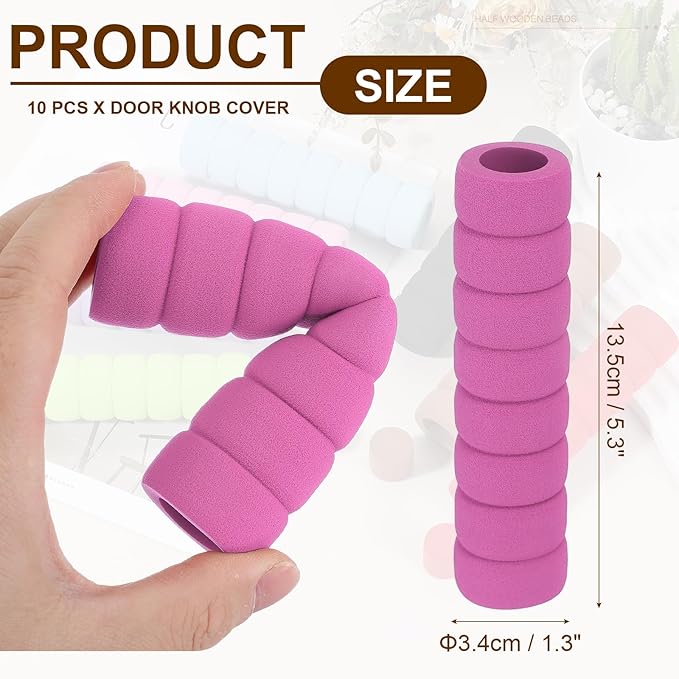 uxcell 10 Pcs Door Knob Cover, Safety Door Handle Protector Covers Anti-Collision Soft Spiral Door Knob Covers Foam Door Pull Cover for Bedrooms Bathrooms Offices Doors, Pink