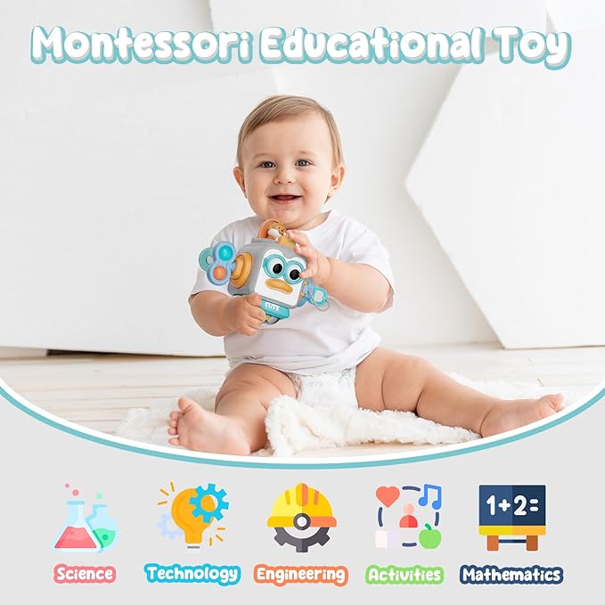 OSIMILY Montessori Toys for 1 Year Old,Sensory Toys for Toddlers 1-3,Baby Travel Activities Busy Board Cube,Fine Motor Skills Educational Toys,Birthday Gift for Kids Aged 6, 9, 10, 12, 18 Months