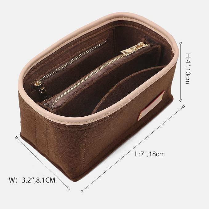 LV Speedy 20 LV Alma BB Felt Organizer Insert, Purse Organizer Insert for Handbags with Zipper Pocket and Bag in Bag (Beige, Small)