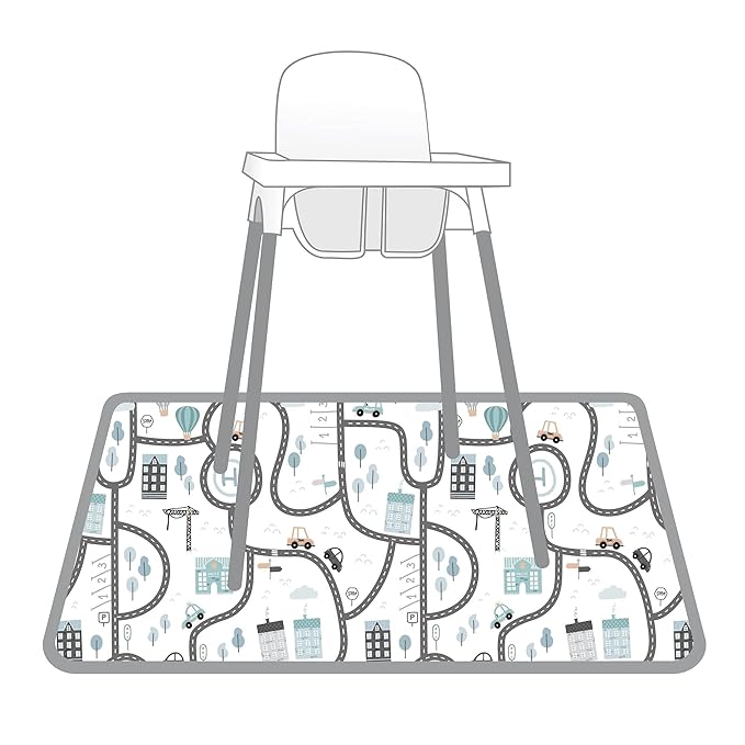 BapronBaby Tiny Town Splash Mat - Waterproof Catch-All for Under High Chairs, Floors, Tables, Playtime or Arts & Crafts - Machine Washable - 45" x 45”
