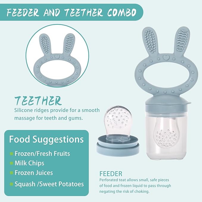 Baby Breastmilk Popsicle Molds & Babies Fruit Feeder (3 Pack), Infant Food Freezer Tray Storage Containers, Silicone Teething Pacifier Feeder and Teether for Babies,Baby Feeders - Blue