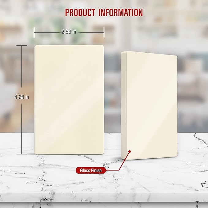 ENERLITES Screwless Blank Wall Plate, Child Safe Blank Device Outlet Cover, Standard Size, 1-Gang 4.68" x 2.93", Polycarbonate Thermoplastic, UL Listed, SI8801-LA, Glossy, Light Almond
