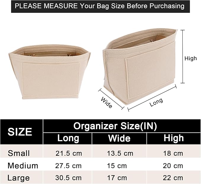 Felt Purse Organizer Insert for Longchamp Le Pliage L Handbag Insert (Large, Beige)