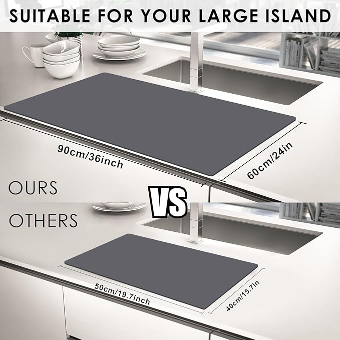 Extra Large Silicone Mat for Kitchen Counter 36" x 24" Silicone Table Mat for Resin Workbench Mat Heat Resistant Mat Coffee Bar Mat,Dark Gray