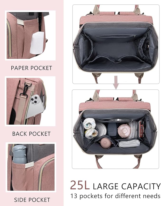 houscly Green Diaper Bag Backpack for Mom: Baby Bags for Boys Girls Toddler Women Men Large Back Pack Diapers Bag Big Travel Pañaleras Modernas Para Bebe Niña Unisex Newborn Essential Baby Registry