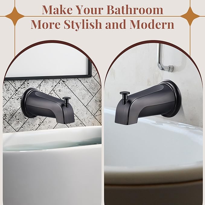 Dreyoo Tub Spout (Universal Fits 1/2" Copper Pipe, 1/2" IPS and 3/4" IPS), Bathroom Bathtub Faucet with Adapters and Hex Wrench(Oil Rubbed Bronze,Simple)