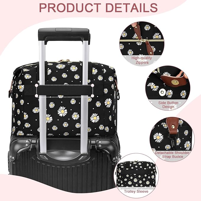 Diaper Bag Tote - Diaper Baby Bags with Pacifier Case, Shoulder Straps, Stroller Clips, Waterproof Large Mommy Maternity Travel Baby Bag for Mom and Dad, Daisy, Medium
