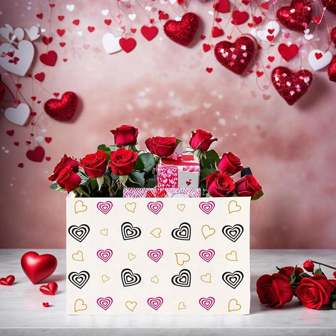 ASKETAM Valentine's Day Basket Gift for Empty Cute Heart Large Storage Bin for Kid and Baby Room Décor (Red and Black)