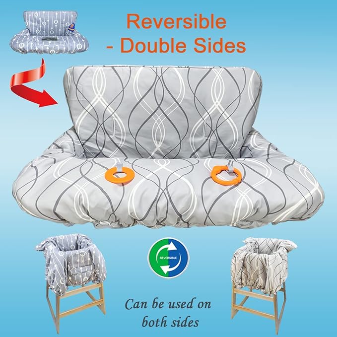 Shopping Cart Cover for Baby and Toddler, Waterproof Grocery Cart and High Chair Cover, Soft Padded Cart Cover for Babies, Universal Fit for Costco, Target and Restaurant High Chairs