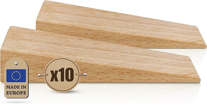 Tolux Wooden Wedges, Hardwood Wedge, Beech Wood Wedge, Wooden Doorstop, Handy Tool in Carpentry, Construction and Various DIY Projects, Size 70x25x15 mm / 2.75x0.98x0.59 in, Pack of 10 pcs