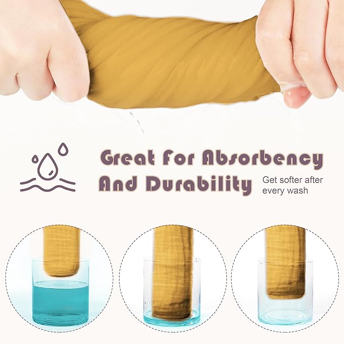 Ease Cubs Muslin Burp Cloths Large 100% Cotton Hand Washcloths for Boys & Girls, Baby Essentials Extra Absorbent and Soft Burping Rags for Newborn Registry (Honey, 12-Pack, 20" X10")