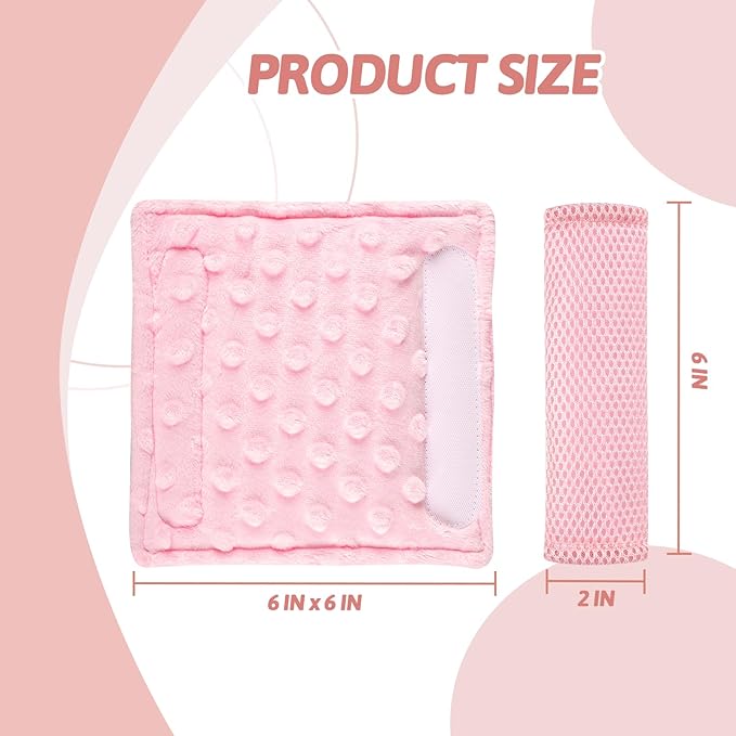 WINGHENLEE Baby Car Seat Strap Pads, Car Seat Strap Shoulder Covers for Baby Infant Toddler, Double-Sided Car Seat Belt Covers for Stroller/Pushchair/Baby Swing, Soft Flannel & Mesh, Pink