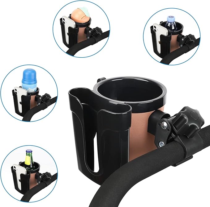 Accmor Stroller Cup Holder with Phone Keys Holder, 3-in-1 Universal Cup Holder, Drinks Bottle Holder for Stroller, Bike, Wheelchair, Walker, Scooter