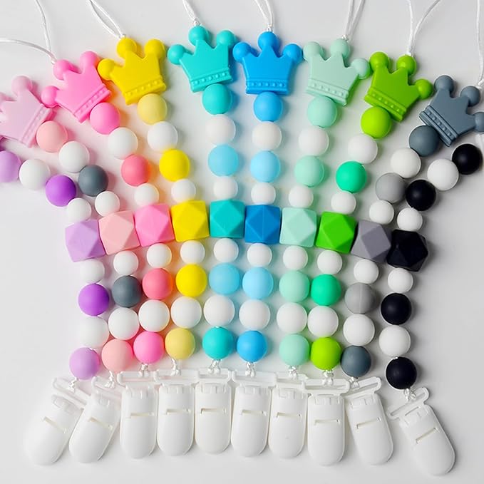 Langmeil 50pack 20mmRibbon Pacifier Plastic Suspender Clips for DIY Teething Toys Baby Blankets Dummy Bib Leash, White