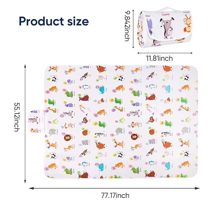 DFHY Outdoor Waterproof Picnic Mat, Foldable & Lightweight Blanket with Carry Bag (55"x70") – Portable Travel Blanket for Beach, Park, Camping, Grass & More