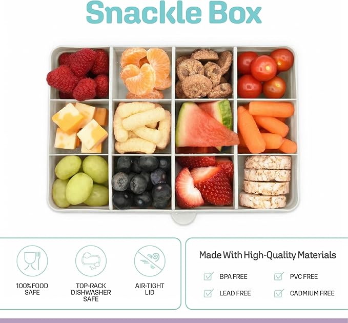 melii Snackle Box | 12 Compartment Divided Snack Container, BPA-Free Food Storage, Removable Dividers, Perfect for Kids Snacks, Arts & Crafts, Beads, and Kitchen Organization (White)
