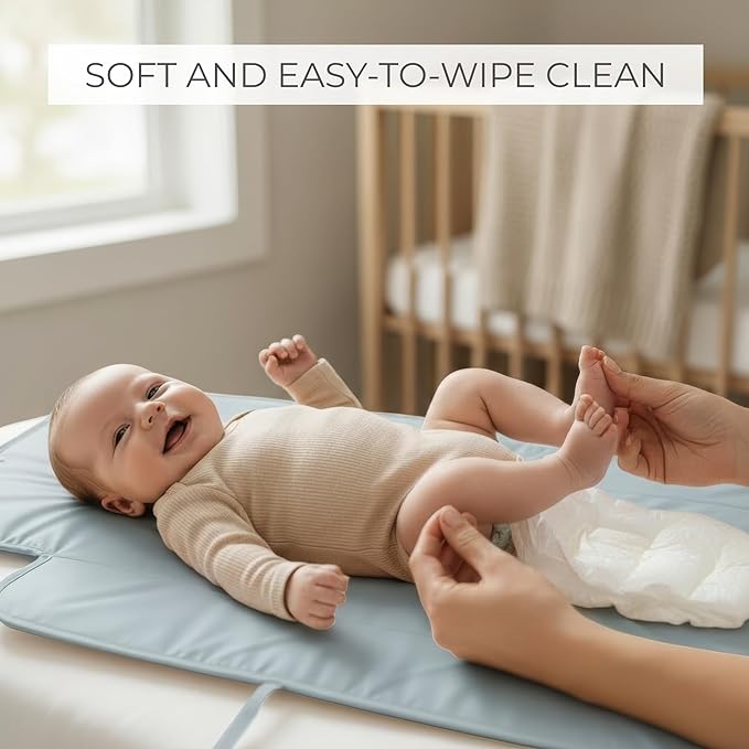 Portable Diaper Changing Pad - Soft and Easy to Clean Diaper Changing Mat for Babies - The Perfect Lightweight and Foldable Pad for Traveling