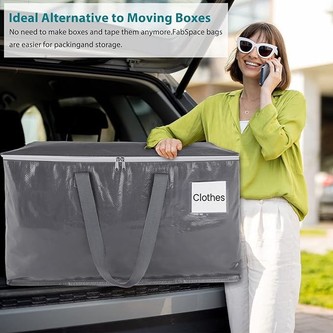 Moving Bags Heavy Duty with Strong Zippers and Handles Collapsible Moving Supplies, Storage Totes for Packing & Moving Storing 125L 8Pack