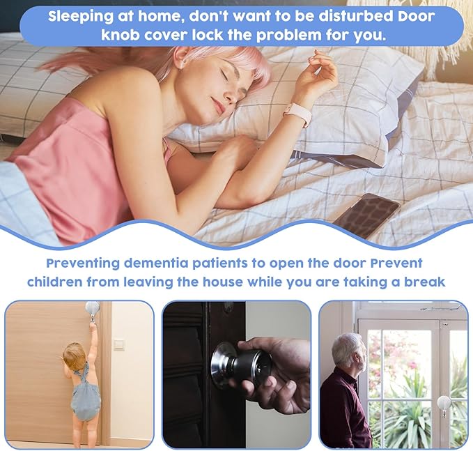 simarro Door Knob Lock Out Device, Door Handle Lock Cover with Padlock and Keys, Prevents Turning of Door Knob and Entering Keyholes for Covering Door Handles Faucets Valves(Silver)