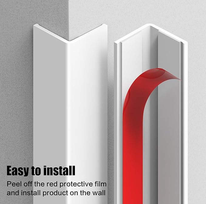 Wall Corner Protector, Walls Edge Protector，Self-Adhesive Wall Corner Guards,PVC Double Side Edge Protector， Furniture Stairs Guard (2, 2.5x120cm/0.98x47.2in)