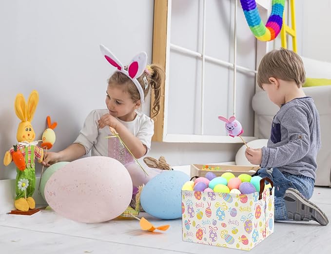 TIBAOLOVER Rectangular Kids Storage Bin Basket Organizer for Baby Room Decor & Easter Gifts