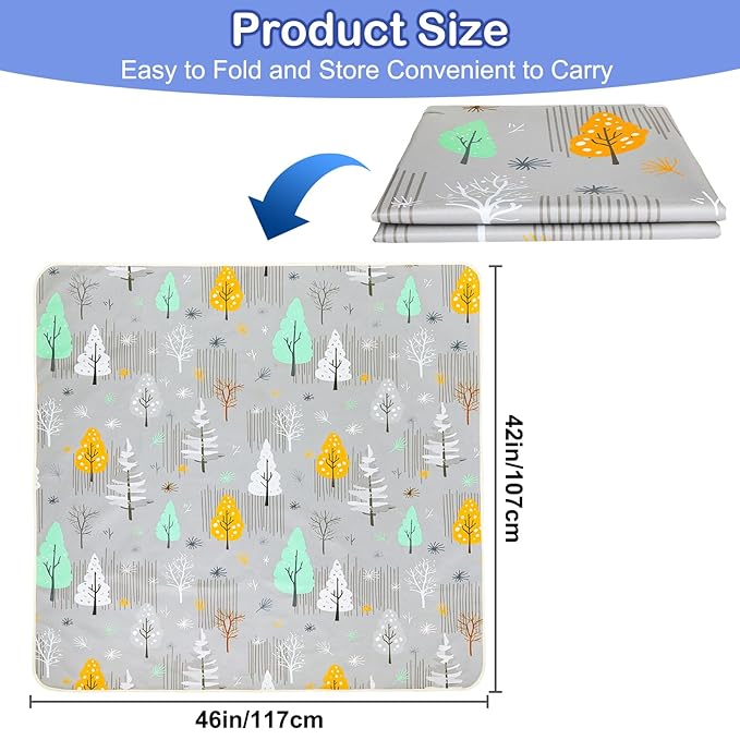 Basumee Splat Mat High Chair Mat Waterproof Baby Play Splat Mat for Under High Chair Food Catcher Highchair Mat for Floor Non Slip Bottom, Gray Tree, 46x42 Inches