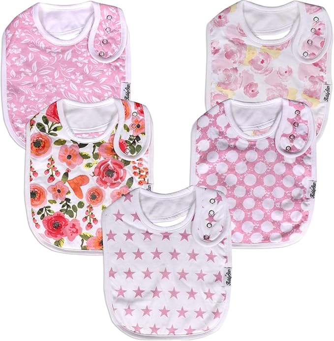 KiddyStar Organic Cotton Baby Bibs for Boys & Girls – Soft, Absorbent Teething & Drool Bibs - Adjustable Snaps for Toddlers