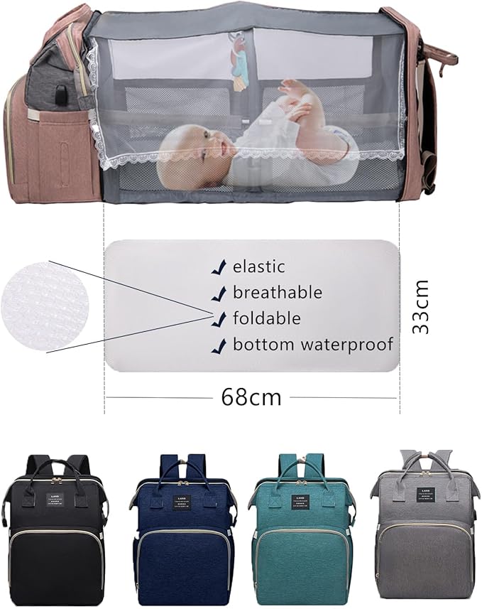 houscly Green Diaper Bag Backpack for Mom: Baby Bags for Boys Girls Toddler Women Men Large Back Pack Diapers Bag Big Travel Pañaleras Modernas Para Bebe Niña Unisex Newborn Essential Baby Registry