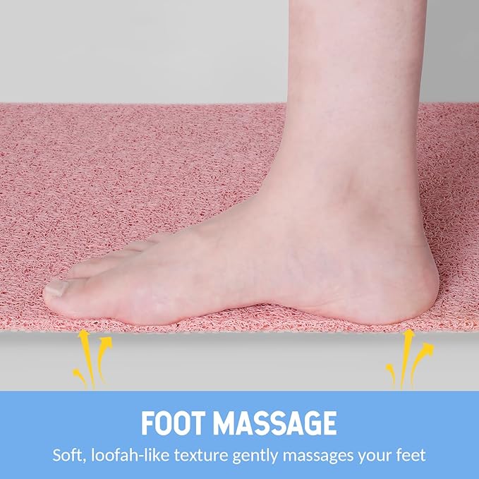 Hargiis Non-Slip Bathtub Mat, Anti Slip Shower Mat, Fast Drying Bathtub Mats, Foot Scrubber Mat, Anti Slip Mat for Tub, Floor, Bathroom, Kitchen, Home, Hotel (Pink 36"×24")