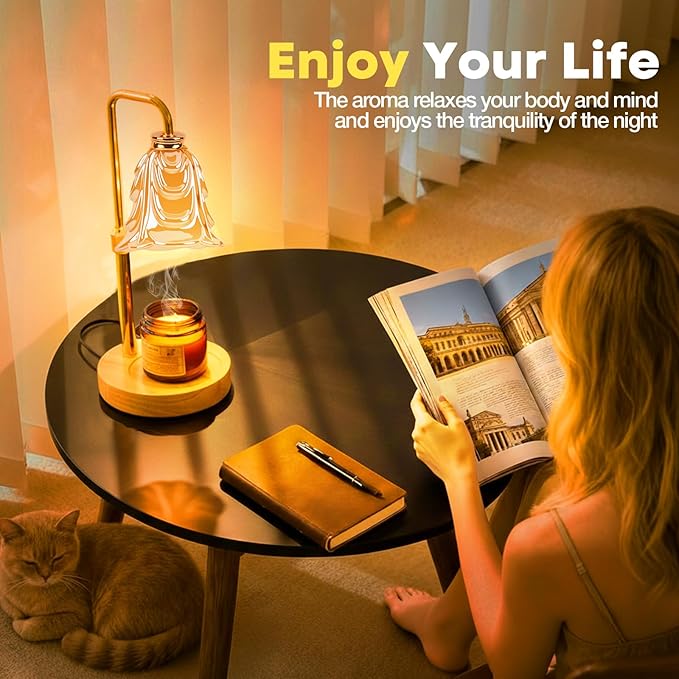 Candle Warmer Lamp with Timer and Dimmer, Electric Wax Warmers for Scented Candles with 5 Brightness Settings, Anti-Glare Lamp with Adjustable Height, Home Decor, Gift for Christmas, Birthday