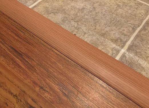 Floor Transition Strip Self Adhesive, Flat Laminate Floor Cover Strip 2" Wide Vinyl Floor Flat Divider Strip, Wood Grain Design (3.28FT, Brown)