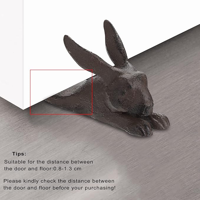 Sumnacon Cast Iron Cute Rabbit Door Stop - Heavy Duty Floor Door Stopper Avoid Drilling Hole, Vintage Iron Doorstop Wedge for Patio Yard Garden Farmhouse Home Office Commercial Industrial