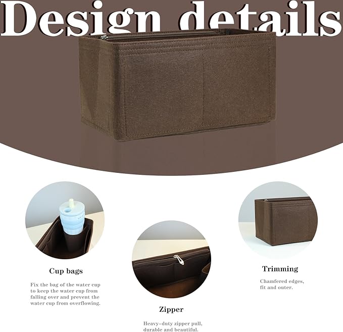 Lckaey Purse Inserts for Speedy 35 Organizer Insert, for monogram bag, HandBag protective insert Tote Bag and hand bag protector, organizer insert 1083Coffee-XL