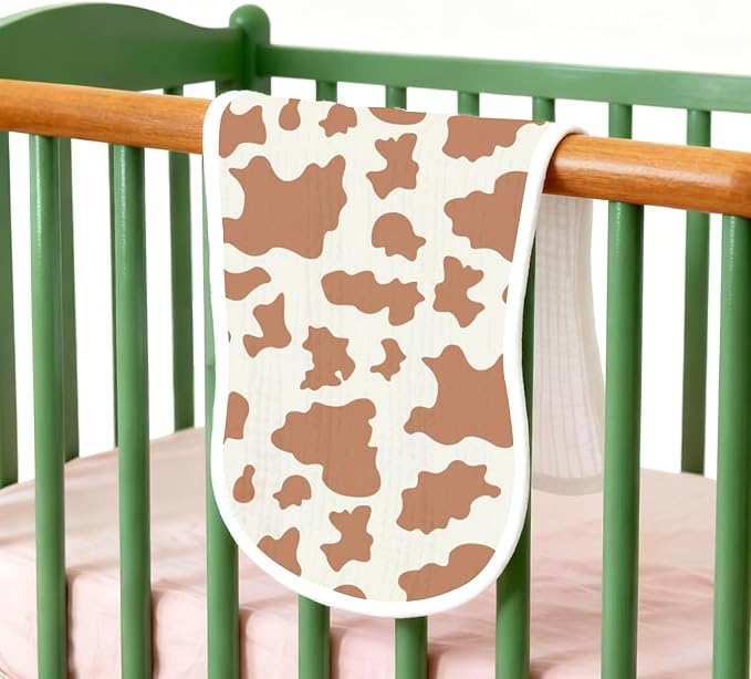 Spriggenix 6 Pack Western Burp Cloths Baby Boys Girls with Cowboy Pattern, Large Cotton Wild West Burp Rags for Newborns Gifts Nursery Decor Extra Soft and Absorbent 9.8X19.6inches