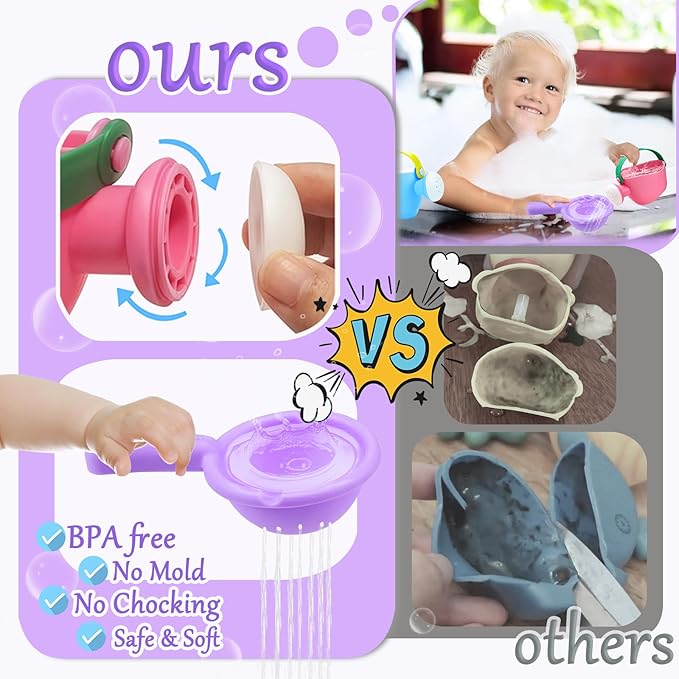 CreateView Baby Bath Toys for Kids Ages 1-3 3Pcs Toddler Bath Pool Toys for 1-3 2-4 Water Can Bathtub Pool Water Table Beach Toys Baby Gifts (Small Hand)