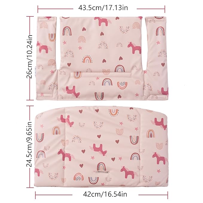 Baby Cushion Set Soft and Comfort High Chair Cushion for Infant, Toddler High Chair Accessories Easy to Clean and Install, DJ Pink