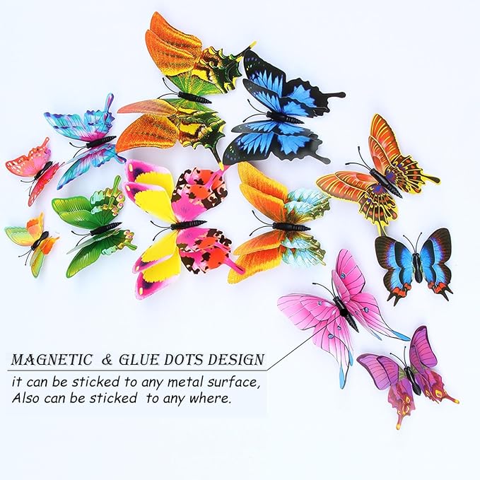 OPSEAM Butterfly Wall Decor 24/48 PCS, 3D Butterflies Stickers for Party Decorations with Magnets (Swallow, 48)